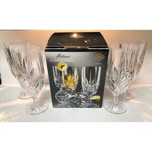 4 NIB Shannon Crystal Godinger Milano goblets #2525 Czech Republic 13 oz.